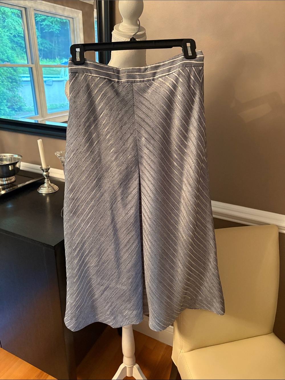 RACHEL Rachel Roy Silver-Gray Textured A-Line Midi Skirt